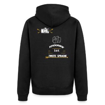 Fotografie - Unisex Premium Bio Zip Hoodie - Schwarz - Hinten - Nico (187cm)