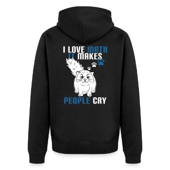 Kreatives T-Stück Design mit Text "Ich liebe Mathe es - Unisex Premium Bio Zip Hoodie - Schwarz - Hinten - Nico (187cm)
