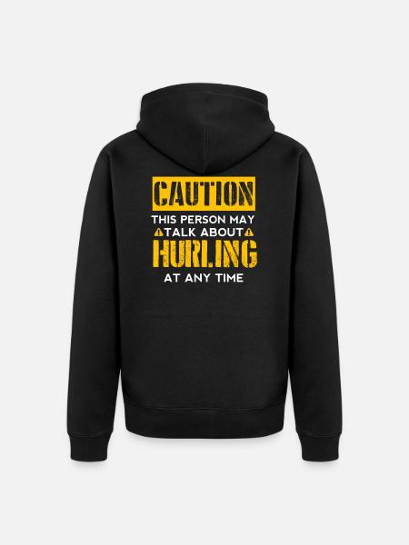 CAUTION - Hurling Fan - Unisex Premium Organic Zip Hoodie - black