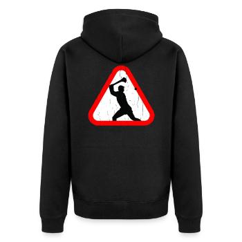 Unique Hurling Tee Shirt - Unisex Premium Bio Zip Hoodie - Schwarz - Hinten - Nico (187cm)