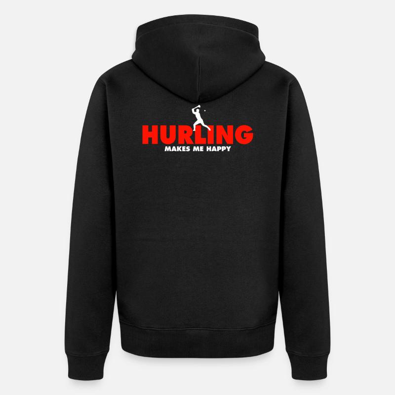 Hurling Tee - Unisex Premium Bio Zip Hoodie - Schwarz