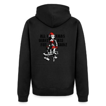 Weihnachten Fitness Xmas Trainings Motiv - Unisex Premium Bio Zip Hoodie - Schwarz - Hinten - Nico (187cm)