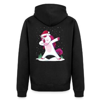Dabbing Unicorn Christmas Unicorn Gift Xmas - Unisex Premium Organic Zip Hoodie - black - Back - Nico (187cm)