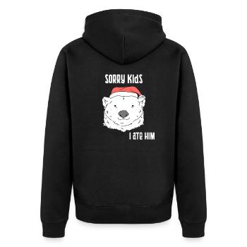 Lustiges Weihnachtsgeschenk. Bär aß Weihnachtsmann-Witz. - Unisex Premium Bio Zip Hoodie - Schwarz - Hinten - Nico (187cm)