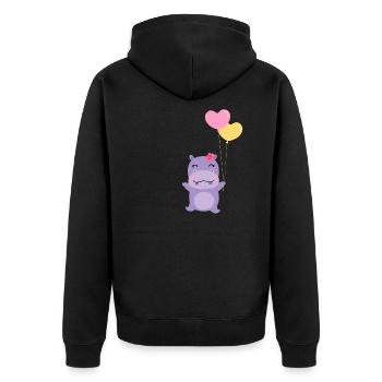 nilpferd - Unisex Premium Bio Zip Hoodie - Schwarz - Hinten - Nico (187cm)