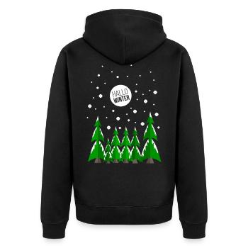 winter - Unisex Premium Organic Zip Hoodie - black - Back - Nico (187cm)