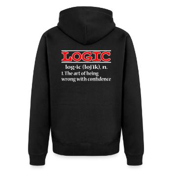 Conception de tee-shirt «Tout cela a du sens avec la logique» pour - Veste à capuche bio Premium Unisexe - noir - Dos - Nico (187cm)
