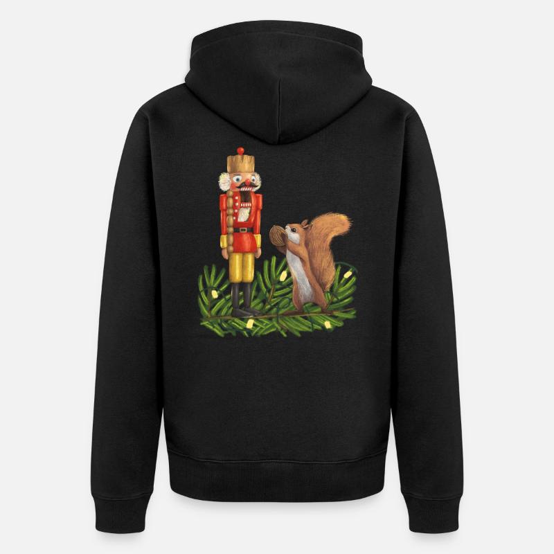 Casse-noisette et écureuil - Veste à capuche bio Premium Unisexe - noir