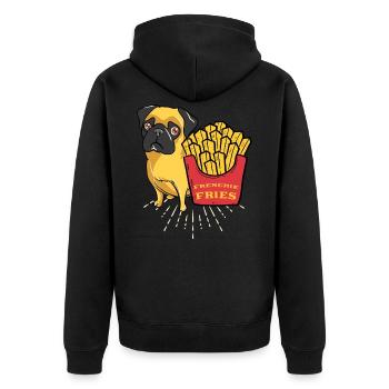 Pommes Frites Fritten Mops Boxer - Veste à capuche bio Premium Unisexe - noir - Dos - Nico (187cm)