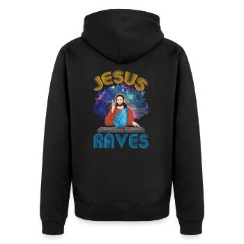 Jesus Raves Techno Raver Party Festival Cadeau - Veste à capuche bio Premium Unisexe - noir - Dos - Nico (187cm)