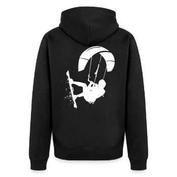 Kitesurfing Powerkiting Kitesurfer Geschenk Gift - Unisex Premium Bio Zip Hoodie - Schwarz - Hinten - Nico (187cm)