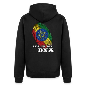 Ethiopia - It's in my DNA - Unisex Premium Organic Zip Hoodie - black - Back - Nico (187cm)