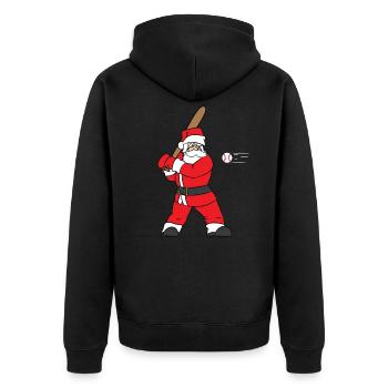 "Baseball Santa Christmas" TStückentwurf. - Unisex Premium Bio Zip Hoodie - Schwarz - Hinten - Nico (187cm)