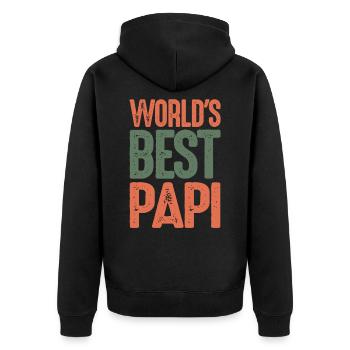 Bester Papi - Unisex Premium Bio Zip Hoodie - Schwarz - Hinten - Nico (187cm)