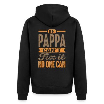 Pappa Can't Fix It - Unisex Premium Organic Zip Hoodie - black - Back - Nico (187cm)