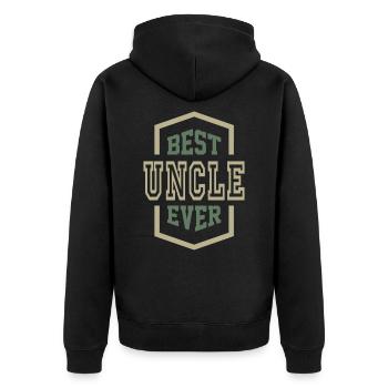 Best Uncle - Unisex Premium Organic Zip Hoodie - black - Back - Nico (187cm)