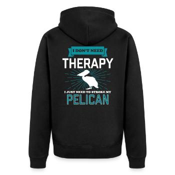 I Dont Need Therapy - PELICANS - Unisex Premium Bio Zip Hoodie - Schwarz - Hinten - Nico (187cm)