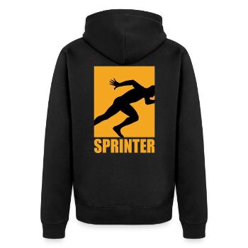 Sprinter Design - Unisex Premium Bio Zip Hoodie - Schwarz - Hinten - Nico (187cm)