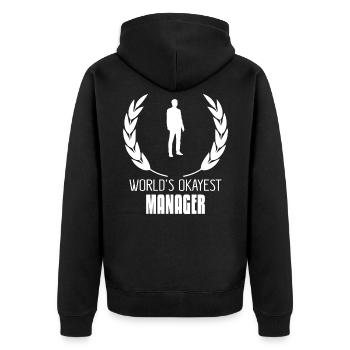 manager - Unisex Premium Bio Zip Hoodie - Schwarz - Hinten - Nico (187cm)