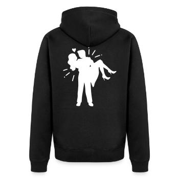 Couples mariés amour couple mariage couples - Veste à capuche bio Premium Unisexe - noir - Dos - Nico (187cm)