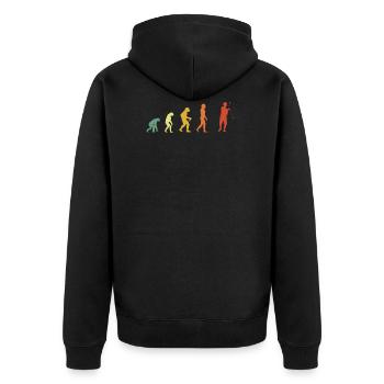 Hipster Yo-Yoing Evolution - Unisex Premium Bio Zip Hoodie - Schwarz - Hinten - Nico (187cm)