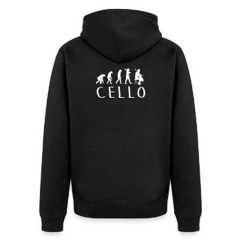 Cello Evolution - Unisex Premium Bio Zip Hoodie - Schwarz - Hinten - Nico (187cm)
