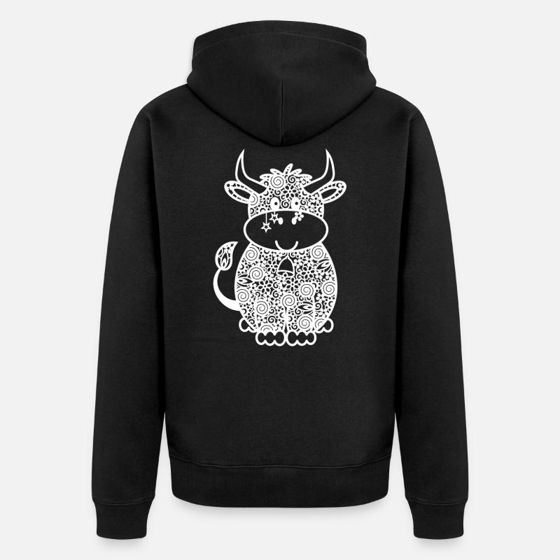 Vache Dessin - Veste à capuche bio Premium Unisexe - noir