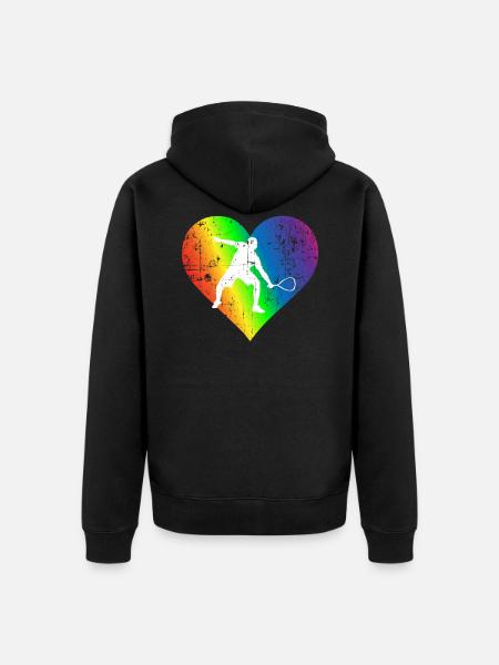 Squash Pride Rainbow Heart - Unisex Premium Organic Zip Hoodie - black