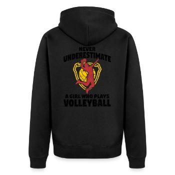 Frauen Volleyball - Unisex Premium Bio Zip Hoodie - Schwarz - Hinten - Nico (187cm)
