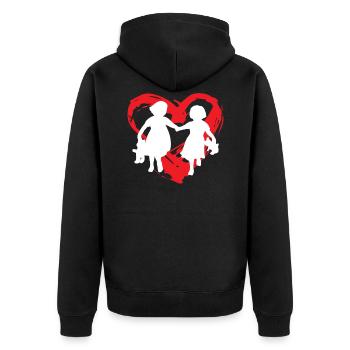 Sister Heart - Unisex Premium Bio Zip Hoodie - Schwarz - Hinten - Nico (187cm)