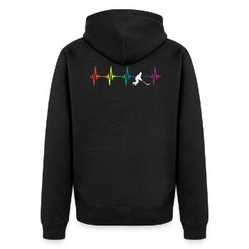 Bandy Rainbow Heartbeat - Unisex Premium Organic Zip Hoodie - black - Back - Nico (187cm)