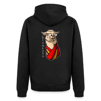 Llamaste - dalai Lama - Unisex Premium Bio Zip Hoodie - Schwarz - Hinten - Nico (187cm)
