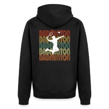 BADMINTON - Unisex Premium Bio Zip Hoodie - Schwarz - Hinten - Nico (187cm)