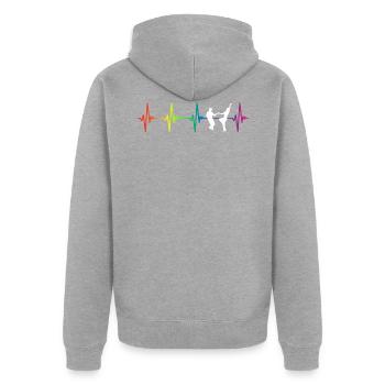 Swing Dance Rainbow Heartbeat - Unisex Premium Bio Zip Hoodie - Grau meliert - Hinten - Nico (187cm)