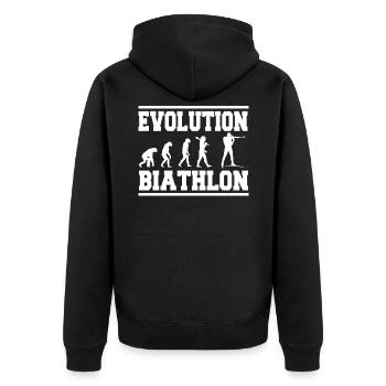 Evolution Biathlon - Unisex Premium Bio Zip Hoodie - Schwarz - Hinten - Nico (187cm)