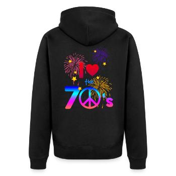 Amour des années 70 - Veste à capuche bio Premium Unisexe - noir - Dos - Nico (187cm)