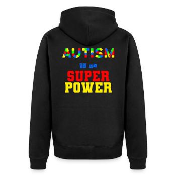 Autismus - Unisex Premium Bio Zip Hoodie - Schwarz - Hinten - Nico (187cm)