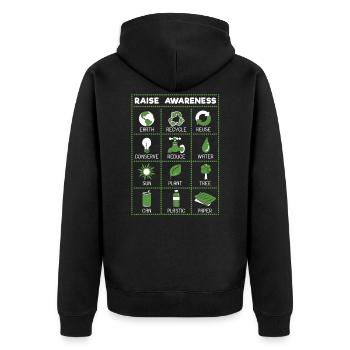 Recycle, Reuse, Reduce - Unisex Premium Bio Zip Hoodie - Schwarz - Hinten - Nico (187cm)