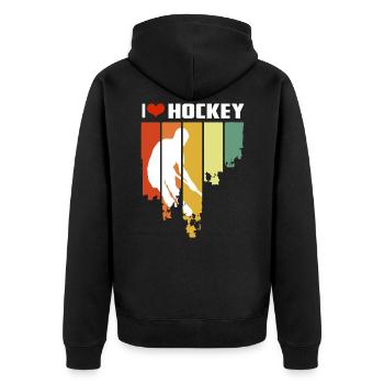 J'aime le hockey Édition Hipster - Veste à capuche bio Premium Unisexe - noir - Dos - Nico (187cm)