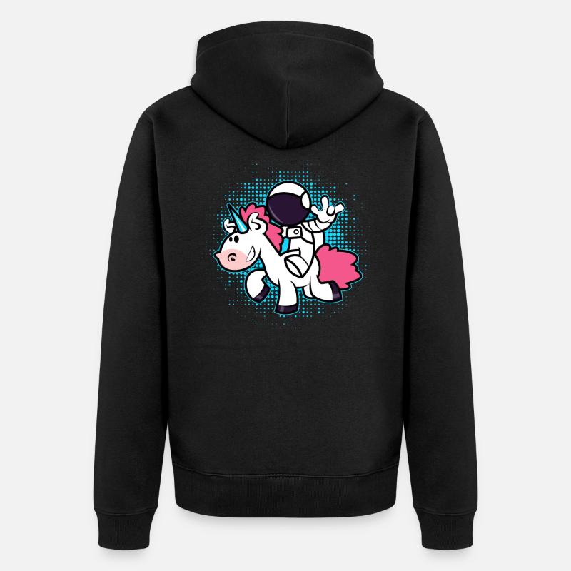 Astronaut Einhorn - Unisex Premium Bio Zip Hoodie - Schwarz
