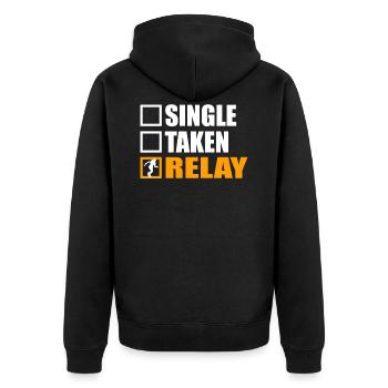 Relay Is My Girlfriend - Unisex Premium Bio Zip Hoodie - Schwarz - Hinten - Nico (187cm)
