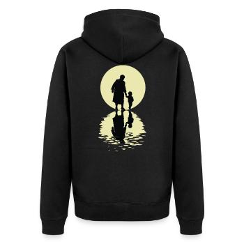 The Grandmother And The Moon - Unisex Premium Bio Zip Hoodie - Schwarz - Hinten - Nico (187cm)