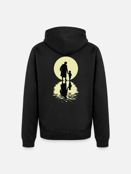 La grand-mère et la lune - Veste à capuche bio Premium Unisexe - noir