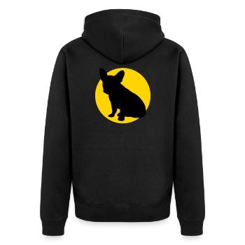 french bulldog and moon - Unisex Premium Bio Zip Hoodie - Schwarz - Hinten - Nico (187cm)