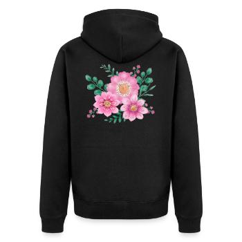 blossoms - Unisex Premium Organic Zip Hoodie - black - Back - Nico (187cm)
