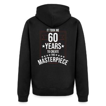60th birthday - Unisex Premium Organic Zip Hoodie - black - Back - Nico (187cm)