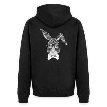 Rabbit with bow tie and glasses - Unisex Premium Organic Zip Hoodie - black - Back - Nico (187cm)