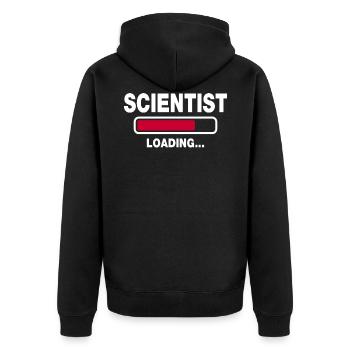 Scientist - Unisex Premium Bio Zip Hoodie - Schwarz - Hinten - Nico (187cm)
