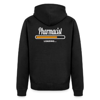 Pharmacist Loading - Unisex Premium Bio Zip Hoodie - Schwarz - Hinten - Nico (187cm)