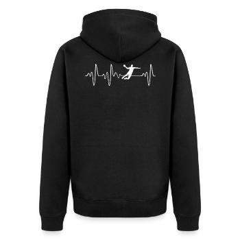 Handball Heartbeat - Unisex Premium Bio Zip Hoodie - Schwarz - Hinten - Nico (187cm)